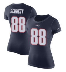 Women's Nike New England Patriots #88 Martellus Bennett Navy Blue Rush Pride Name & Number T-Shirt