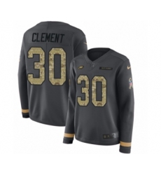 Women's Nike Philadelphia Eagles #30 Corey Clement Limited Black Salute to Service Therma Long Sleeve NFL Jersey
