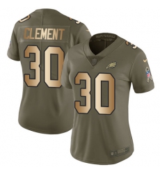 Women's Nike Philadelphia Eagles #30 Corey Clement Limited Olive/Gold 2017 Salute to Service NFL Jersey