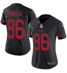 Women's Nike San Francisco 49ers #96 Datone Jones Limited Black Rush Vapor Untouchable NFL Jersey