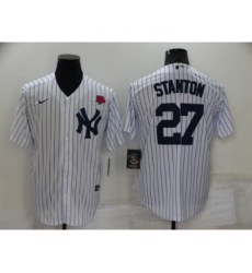 Men's New York Yankees #27 Giancarlo Stanton White Cool Base Stitched Rose Baseball Jersey