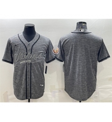 Men's Minnesota Vikings Blank Gray With Patch Cool Base Stitched Baseball Jersey