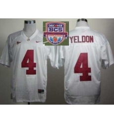 2013 BCS National Championship Alabama Crimson #4 Yeldon White Authentic NCAA Football Jerseys