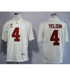 Alabama Crimson Tide #4 T.J Yeldon White Limited 2016 College Football Playoff National Championship Patch Stitched NCAA Jersey