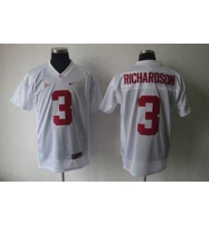 Crimson Tide #3 Trent Richardson White Embroidered NCAA Jersey
