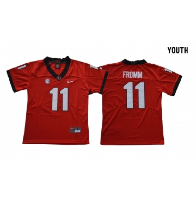 Georgia Bulldogs 11 Jake Fromm Red Youth College Football Jersey