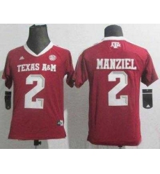 Kids Texas A&M Aggies 2 Johnny Manziel Red College Football NCAA Jerseys