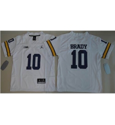 Youth Michigan Wolverines #10 Tom Brady White Jordan Brand Stitched NCAA Jersey