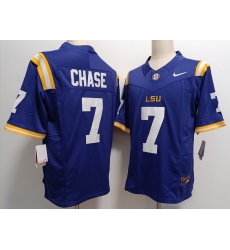 Men's LSU Tigers #7 JaMarr Chase Purple FUSE College Stitched Jersey