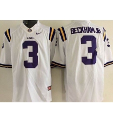 Youth LSU Tigers #3 Odell Beckham Jr White Limited Stitched NCAA Jersey