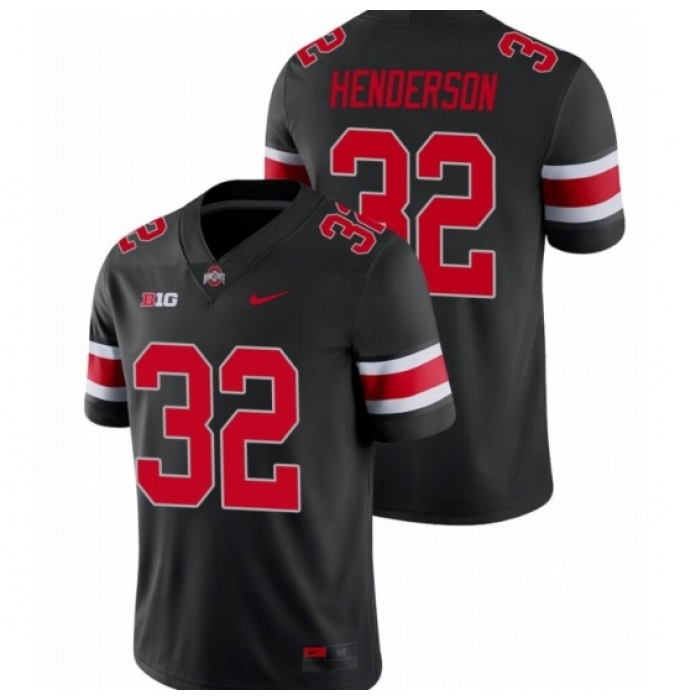 Men's Ohio State Buckeyes #32 TreVeyon Henderson C.J. Stroud Scarlet Game Black Jersey