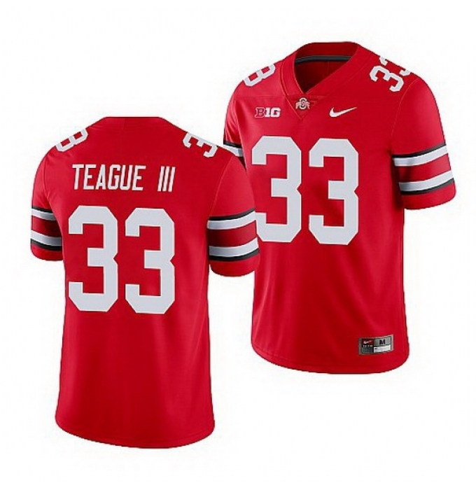 Men's Ohio State Buckeyes #33 Master Teague Iii Red Game Jersey