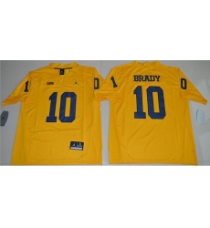 Michigan Wolverines #10 Tom Brady Gold Jordan Brand Limited Stitched NCAA Jersey