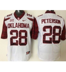 Men Oklahoma Sooners #28 Adrian Peterson White New XII Stitched NCAA Jersey