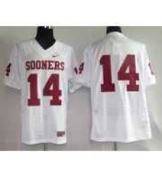 Sooners #14 Sam Bradford White Embroidered NCAA Jersey