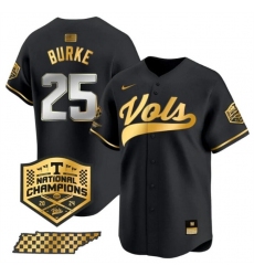 Men's Tennessee Volunteers #25 Blake Burke Black Gold 2024 Champions Vapor Limited Stitched Jersey