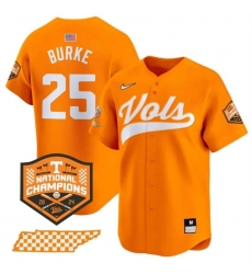 Men's Tennessee Volunteers #25 Blake Burke Orange 2024 Champions Vapor Limited Stitched Jersey