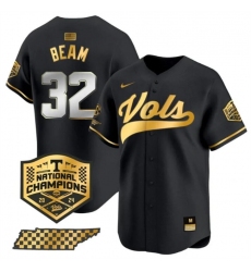 Men's Tennessee Volunteers #32 Drew Beam Black Gold 2024 Champions Vapor Limited Stitched Jersey