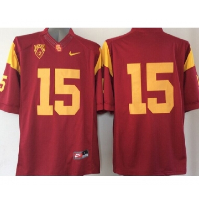 USC Trojans #15 Red College Jersey