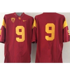 USC Trojans #9 Red PAC-12 C Patch Stitched NCAA Jersey