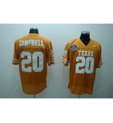 Longhorns #20 Earl Campbell Orange Embroidered NCAA Jersey