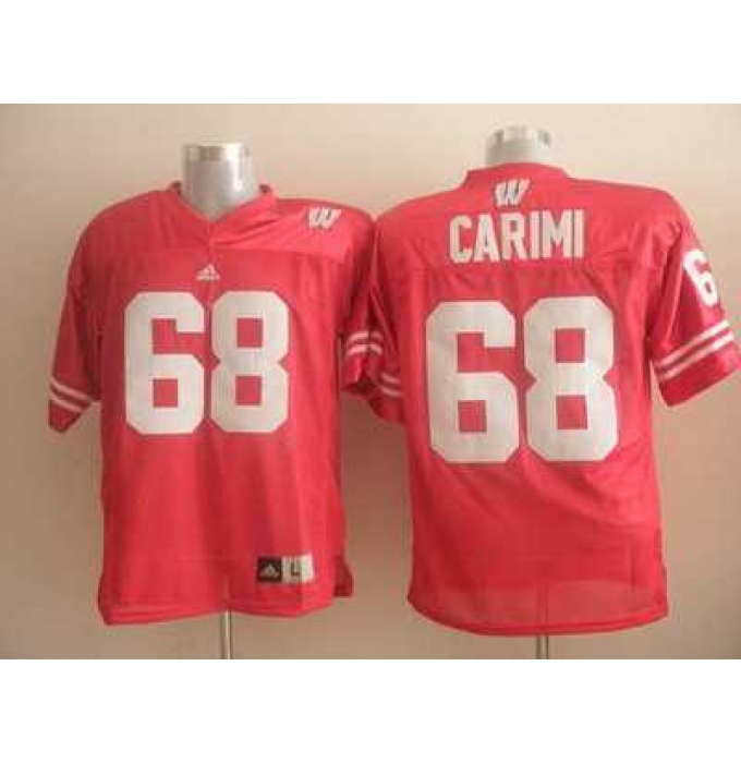 Badgers #68 Gabe Carimi Red Embroidered NCAA Jersey