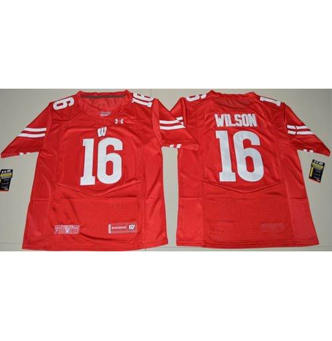 Wisconsin Badgers #16 Russell Wilson Red Under Armour Stitched NCAA Jersey