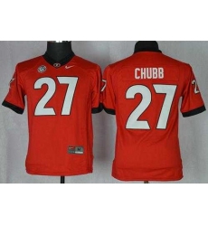 Bulldogs #27 Nick Chubb Red Stitched Youth NCAA Jersey