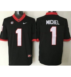 Georgia Bulldogs #1 Sony Michel Black Limited SEC Patch Stitched NCAA Jersey