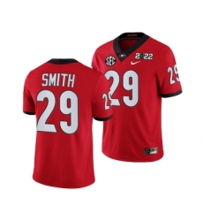 Men’s Georgia Bulldogs #29 Christopher Smith 2022 Patch Red College Football Stitched Jersey