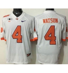 Clemson Tigers #4 Deshaun Watson White Limited 2016 College Football Playoff National Championship Patch Stitched NCAA Jersey