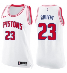 Women's Nike Detroit Pistons #23 Blake Griffin Swingman White/Pink Fashion NBA Jersey