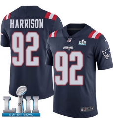 Men's Nike New England Patriots #92 James Harrison Limited Navy Blue Rush Vapor Untouchable Super Bowl LII NFL Jersey