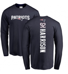 NFL Nike New England Patriots #92 James Harrison Navy Blue Backer Long Sleeve T-Shirt