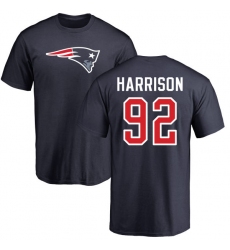 NFL Nike New England Patriots #92 James Harrison Navy Blue Name & Number Logo T-Shirt