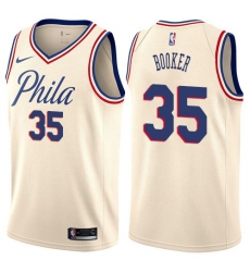 Men's Nike Philadelphia 76ers #35 Trevor Booker Authentic Cream NBA Jersey - City Edition