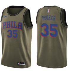 Men's Nike Philadelphia 76ers #35 Trevor Booker Swingman Green Salute to Service NBA Jersey