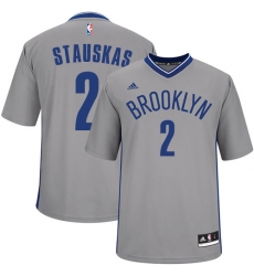 Men's Adidas Brooklyn Nets #2 Nik Stauskas Authentic Gray Alternate NBA Jersey