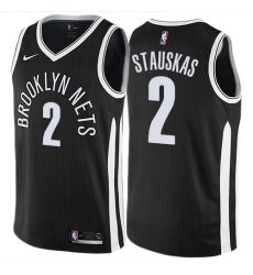 Men's Nike Brooklyn Nets #2 Nik Stauskas Authentic Black NBA Jersey - City Edition