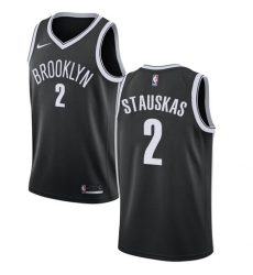 Men's Nike Brooklyn Nets #2 Nik Stauskas Swingman Black Road NBA Jersey - Icon Edition