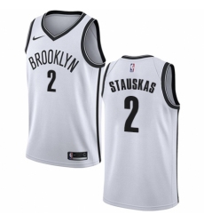 Youth Nike Brooklyn Nets #2 Nik Stauskas Authentic White NBA Jersey - Association Edition