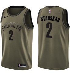 Youth Nike Brooklyn Nets #2 Nik Stauskas Swingman Green Salute to Service NBA Jersey