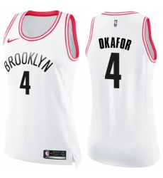 Women's Nike Brooklyn Nets #4 Jahlil Okafor Swingman White/Pink Fashion NBA Jersey