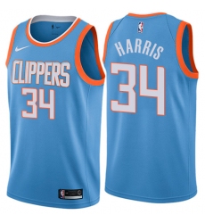 Men's Nike Los Angeles Clippers #34 Tobias Harris Authentic Blue NBA Jersey - City Edition