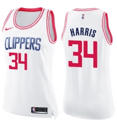 Women's Nike Los Angeles Clippers #34 Tobias Harris Swingman White/Pink Fashion NBA Jersey