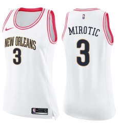 Women's Nike New Orleans Pelicans #3 Nikola Mirotic Swingman White/Pink Fashion NBA Jersey