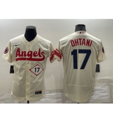 Men's Los Angeles Angels #17 Shohei Ohtani Number Cream 2022 City Connect Flex Base Stitched Jersey