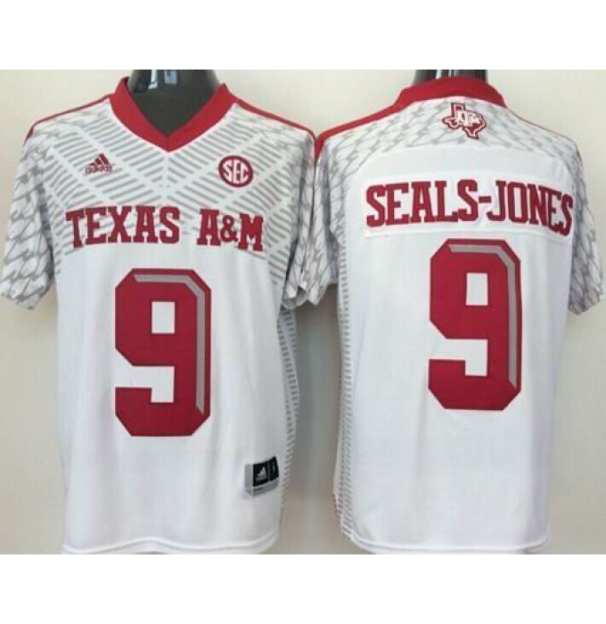 Texas A&M Aggies #9 Ricky Seals-Jones White SEC Patch Stitched NCAA Jersey
