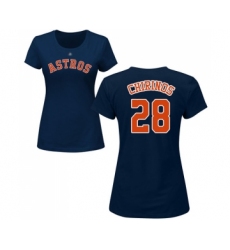 Baseball Women's Houston Astros #28 Robinson Chirinos Navy Blue Name & Number T-Shirt