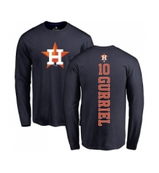 MLB Nike Houston Astros #10 Yuli Gurriel Navy Blue Backer Long Sleeve T-Shirt